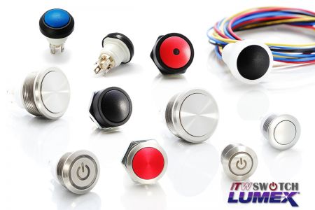 Interruptores de botão de ação instantânea de 5Amp - ITW Lumex Switchfornece interruptores de ação instantânea com alta corrente nominal de 5 amperes.